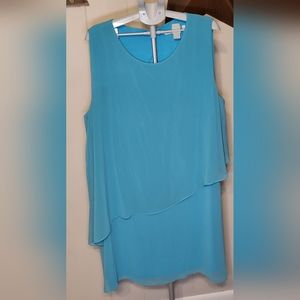 Soft Surroundings Ocean Drive Dress in Atlas. 2x sleeveless, flowing, tiers